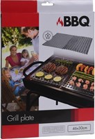 BBQ piastra grill inox 2 pezzi 46x30cm accessorio barbecue
