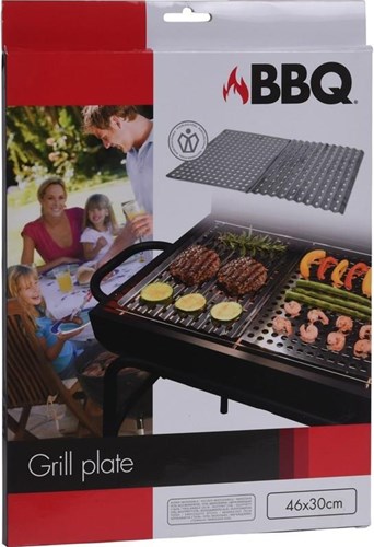 BBQ piastra grill inox 2 pezzi 46x30cm accessorio barbecue