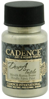 Cadence vernice tessile metallizzata 50 ml platino - pittura glitter per tessuti