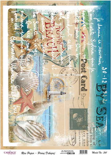 Cadence carta di riso decoupage 30x42 cm design spiaggia creativo