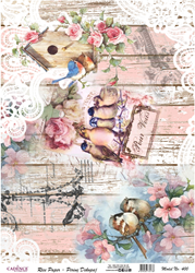 Cadence carta di riso decoupage 30x42 cm Cince e Passeri creativo