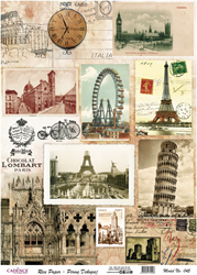 Cadence carta di riso decoupage 30x42 cm città del mondo carta creativa