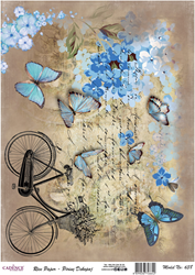 Cadence carta di riso decoupage farfalle bicicletta 30x42 cm grigio