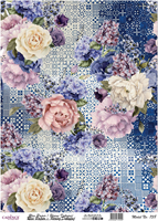 Cadence carta di riso decoupage 30x42 cm flora blu creativa