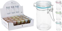 Excellent Houseware barattolo in vetro trasparente 80ml con chiusura a clip