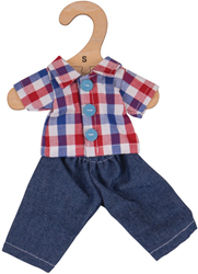 Camicia a quadri e jeans Bigjigs (per bambola di 28 cm)