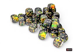 Chessex dadi Brush Deep Forest/oro D6 12mm set 36 pezzi