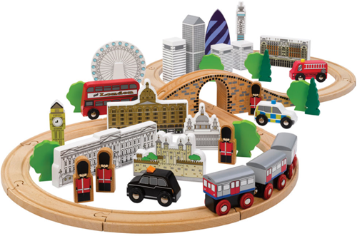 Tidlo set treno in legno London City con famosi monumenti
