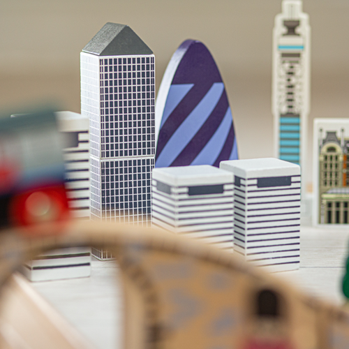 Tidlo set treno in legno London City con famosi monumenti-3