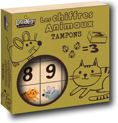 Crealign set timbri in legno numeri e animali - giocattolo educativo
