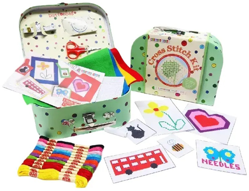 Buttonbag kit punto croce - set creativo di ricamo per bambini