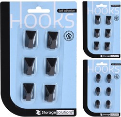 Storage Solutions ganci adesivi acciaio inox nero 6 pezzi - appendini