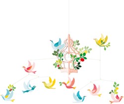 Djeco giostrina per bambini gabbia per uccelli - decorazione colorata per cameretta
