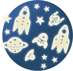 Djeco Adesivi murali Glow in the Dark Space mission - Decorazione spaziale