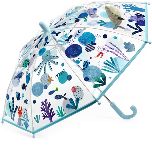 Djeco ombrello bambini Sea - trasparente - vita marina colorata per bambini