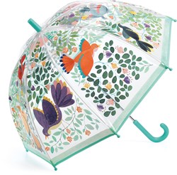 Djeco ombrello Flowers & birds - ombrello trasparente per bambini con uccelli e fiori