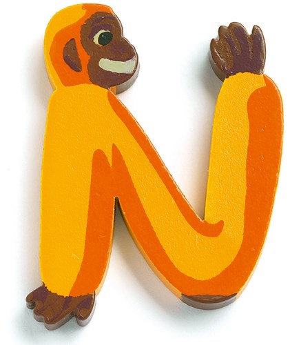 Djeco lettera in legno N - lettera animale decorazione cameretta