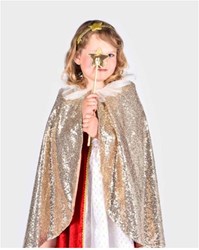 Den Goda Fen mantello dorato con paillettes e accessori da fata