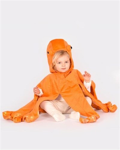 Den Goda Fen costume polpo bambini arancione 98-104cm travestimento