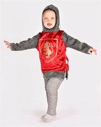 Den Goda Fen costume da cavaliere rosso con cappuccio 98-104 travestimento