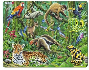 Puzzle animali foresta pluviale sudamericana cartone educativo 70 pezzi