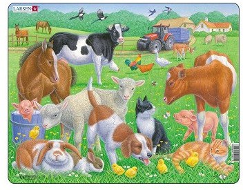 Puzzle animali - Animali domestici e da fattoria, giocattolo educativo cartone 15 pezzi