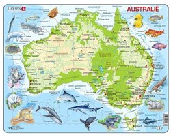 Puzzle educativo mappa animali Australia cartone 65 pezzi puzzle