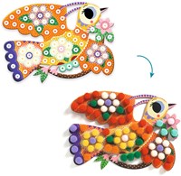 Djeco kit creativo uccelli - set creativo con pompon adesivi-2