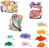 Djeco kit creativo uccelli - set creativo con pompon adesivi-3