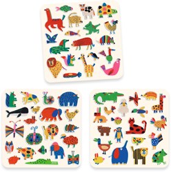 Djeco stickers animali feltro 60 pezzi - set creativo FSC
