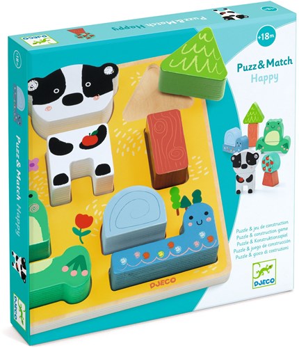 Djeco puzzle in legno Puzz & Match Happy - giocattolo sostenibile FSC 100%-3