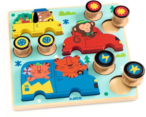 Djeco puzzle in legno giocattolo - puzzle rilievo colorato per bambini