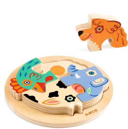 Djeco puzzle in legno cane - giocattolo educativo FSC 100%-3