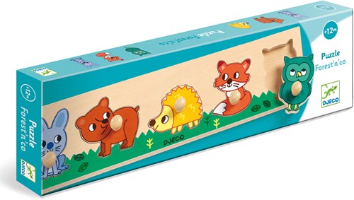 Djeco puzzle in legno Forest'n'co - giocattolo animali della foresta FSC 100%-2