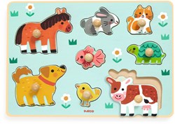 Djeco puzzle in legno - giocattolo per bambini Dog'n'Co con grandi pomelli
