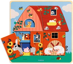 Djeco puzzle in legno puzzle a strati Chez Moo FSC giocattolo animali