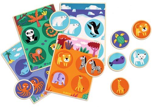 Djeco gioco in legno Loto Wood - gioco educativo di memoria animali FSC