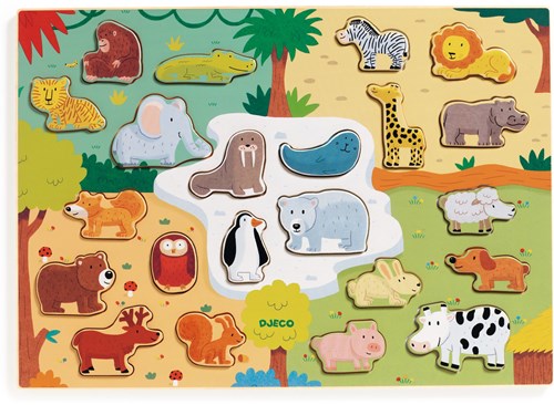 Djeco puzzle animali in legno - giocattolo educativo FSC 100%