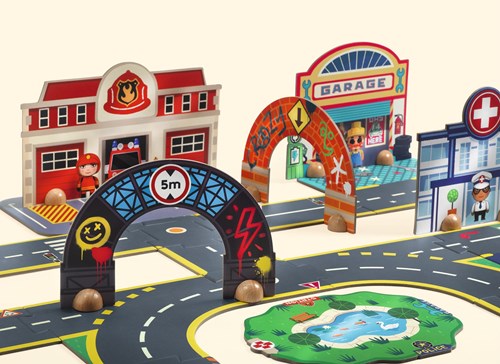 Djeco puzzle città - puzzle gigante 33 pezzi per bambini-2