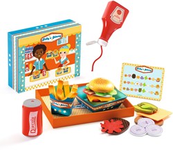 Djeco giocattolo da cucina Kelly & Johnny - set hamburger in legno