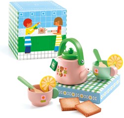 Djeco set da tè giocattolo - set da tè in legno FSC 100% - gioco di ruolo