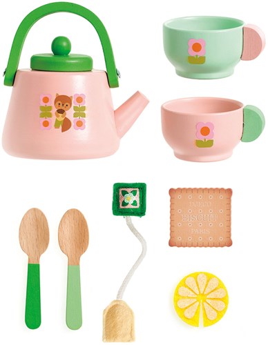 Djeco set da tè giocattolo - set da tè in legno FSC 100% - gioco di ruolo-2