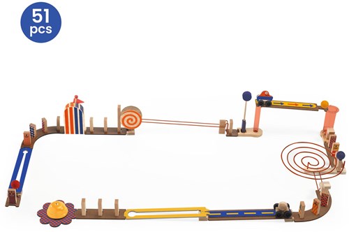 Djeco gioco a reazione a catena in legno Zig & Go Junior Racer 51 pezzi