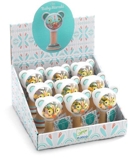 Djeco giocattolo per bambini sonaglio BabyMaraki maraca in legno FSC-2