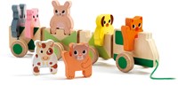 Djeco trenino giocattolo in legno animali fattoria FSC colorato