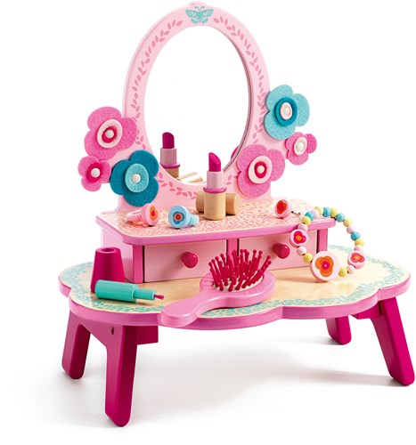 Djeco tavolo da trucco in legno Flora - FSC 100% - toeletta giocattolo bambine