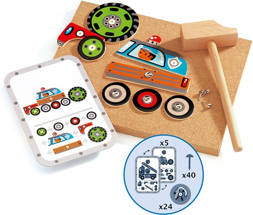 Djeco gioco con martello Tap tap veicoli FSC 100% - giocattolo creativo-2