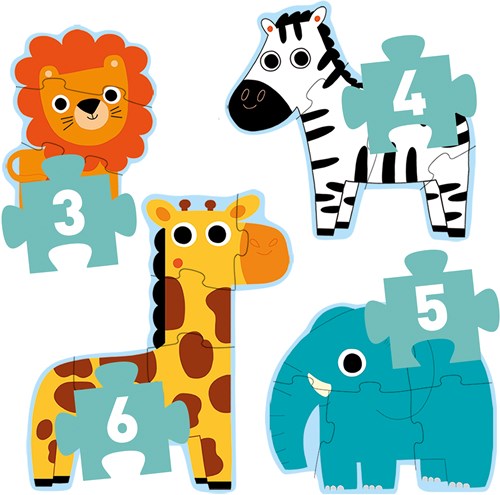 Djeco set puzzle animali della giungla - puzzle educativi in cartone FSC-2
