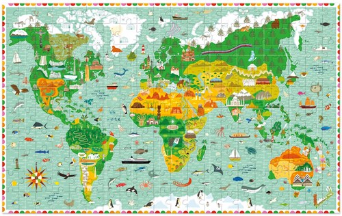 Djeco puzzle osservazione mappa del mondo 200 pezzi con libretto