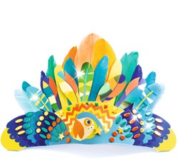 Djeco Rio - Kit creativo per bambini con piume e adesivi